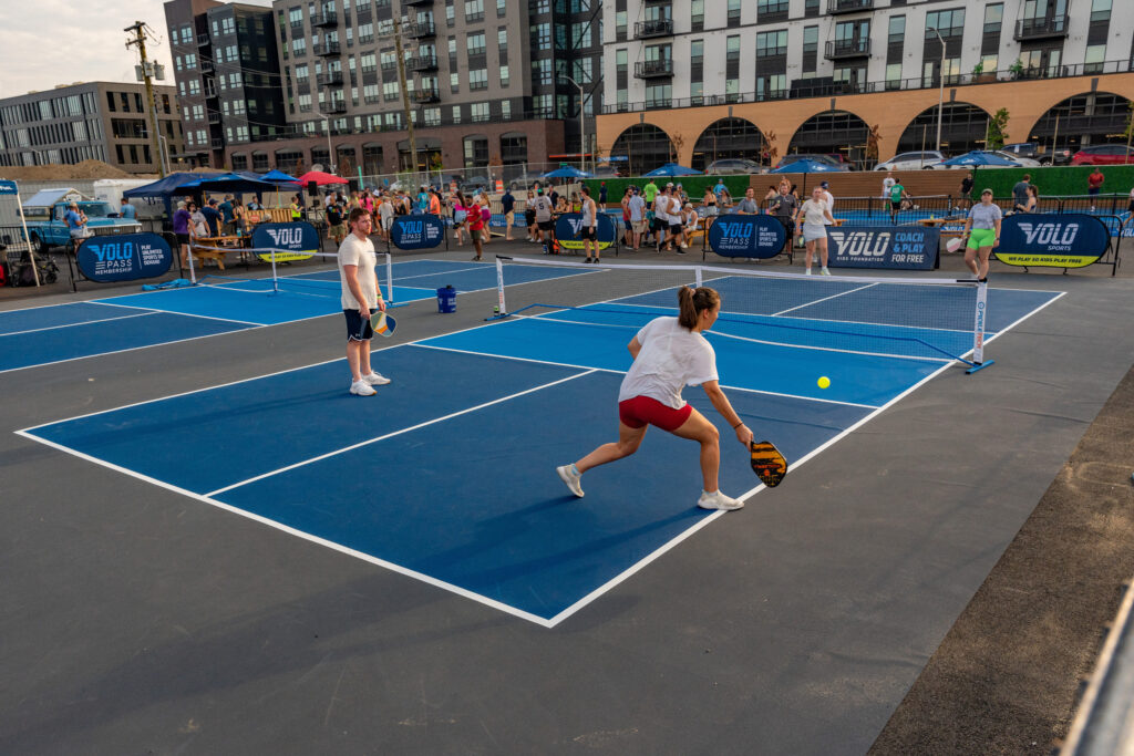 People playing pickleball